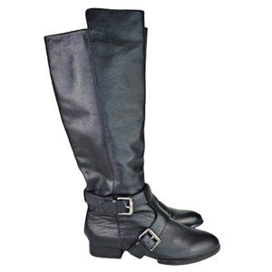 Kelsi Dagger Leather Moto Harness Buckle Strap Riding Knee High Boot Shoes S 7.5